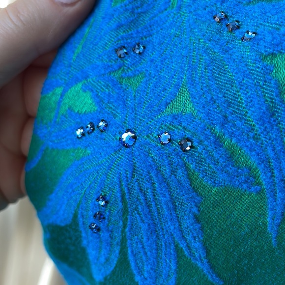 VINTAGE Gorgeous Mardi Gras New York Blue and Green Dress - Picture 5 of 11